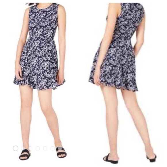 Maison Jules Blue Leaf Dress Size 4 - Picture 1 of 14